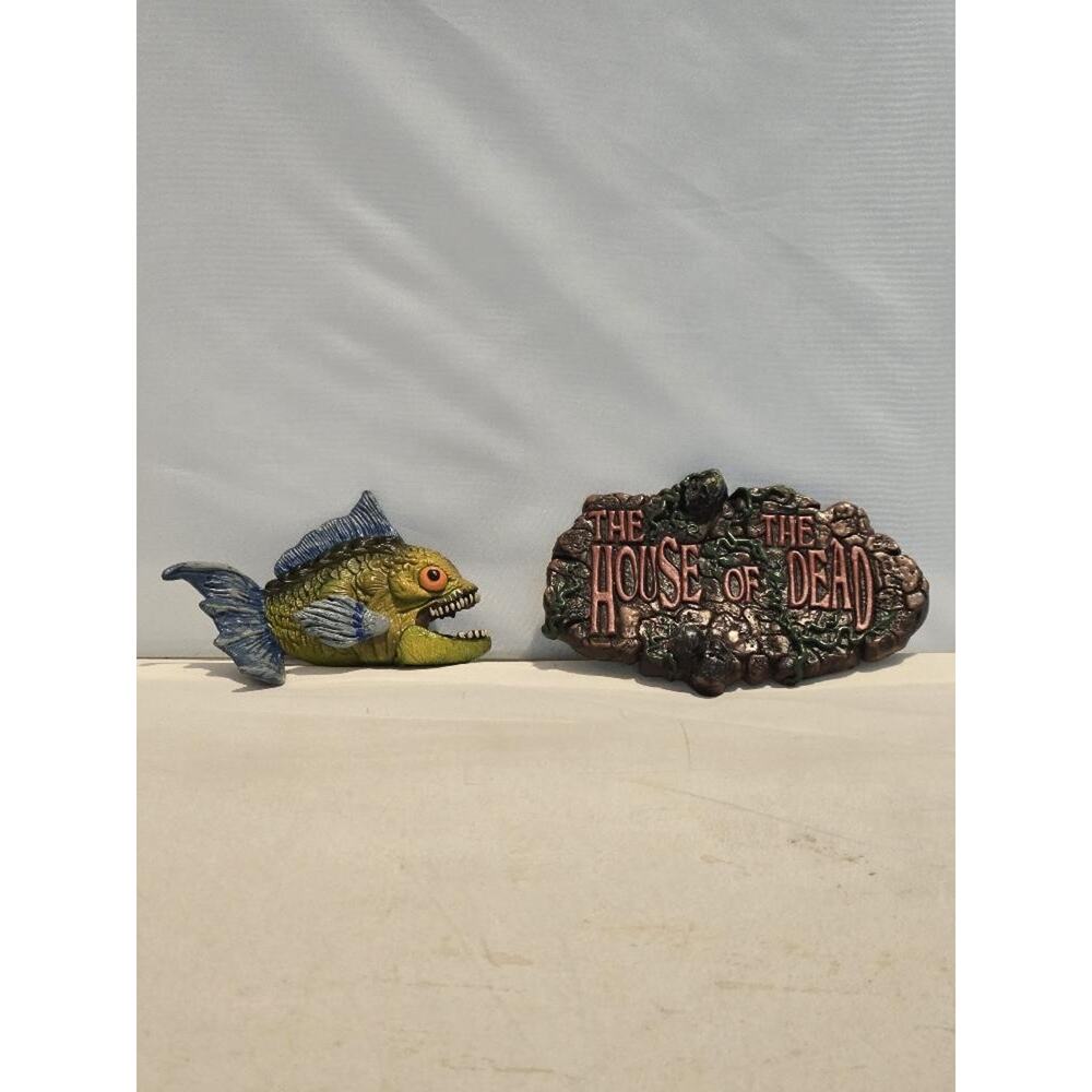 Lot of 2 Vintage The House of the Dead Arcade Plaque & Mutant Fish Figure